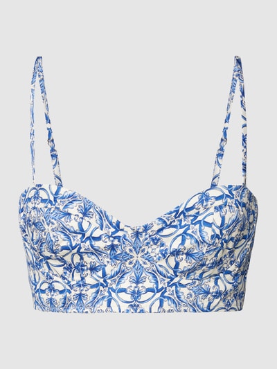 Mango Crop Top mit Allover-Muster Modell 'MACARENA' Blau 2