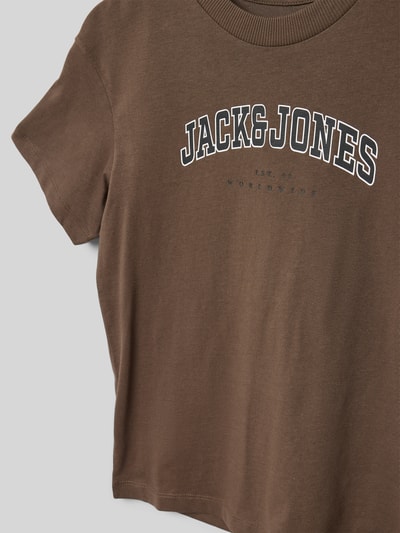 Jack & Jones T-Shirt mit Label-Print Modell 'CALEB' Hellbraun 2