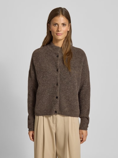 Gestuz Strickjacke aus Alpaka-Mix mit Stehkragen Modell 'Alpha' Mittelbraun 4
