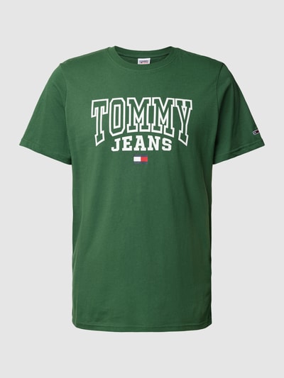 Tommy Jeans Regular Fit T-Shirt mit Label-Print Modell 'ENTRY' Dunkelgruen Melange 2