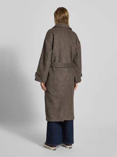 LeGer Loose fit lange jas met wol Model 'Joline' Middenbruin - 5