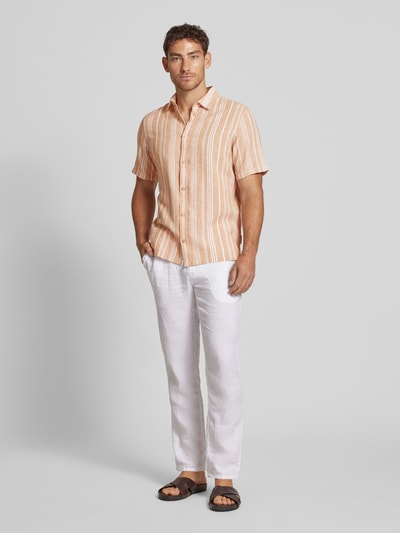 Casual Friday Regular Fit Leinenhemd mit 1/2-Arm Modell 'LINCON' Orange 1