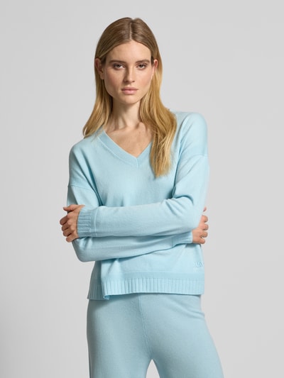 LIU JO SPORT Oversized Strickpullover mit gerippten Abschlüssen Hellblau 4