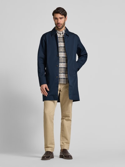 Barbour Lange jas met strookzakken, model 'Rokig' Marineblauw - 1