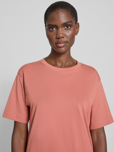 Jake*s Casual T-shirt met geribde ronde hals Terracotta - 3