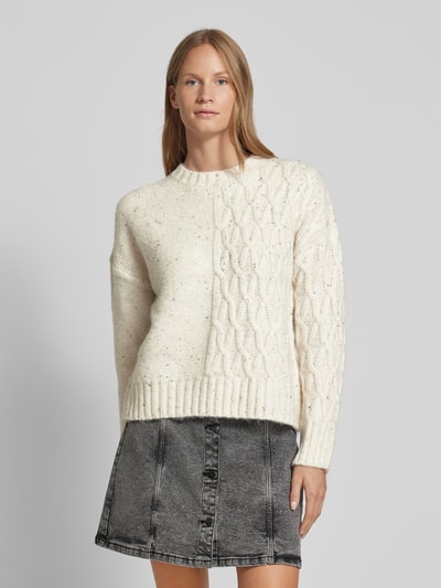 Vila Strickpullover mit gerippten Abschlüssen Modell 'LUVIE' Offwhite 4