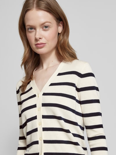 Lauren Ralph Lauren Gebreide cardigan met labelstitching, model 'DENZEL' Beige - 3