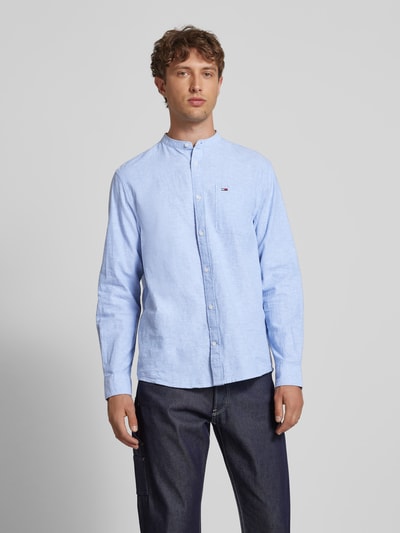 Tommy Jeans Regular Fit Freizeithemd aus Baumwoll-Leinen-Mix Hellblau 4