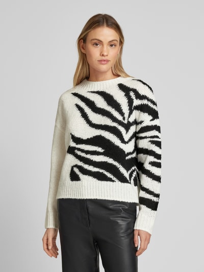 comma Strickpullover mit gerippten Abschlüssen Offwhite 4