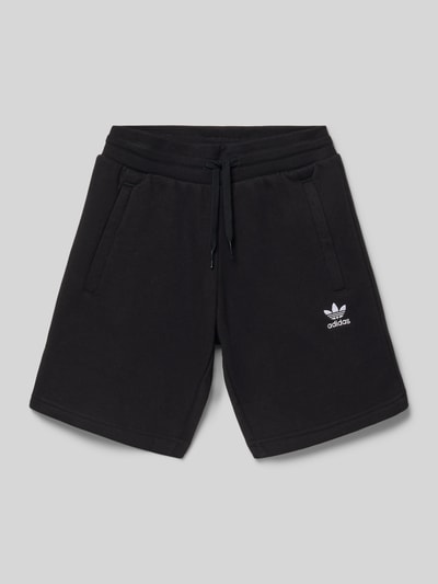 Produktfoto, Sweatshorts aus Baumwoll-Mix mit Label-Stitching von adidas Originals in Schwarz, gerade Passform, elastischer Bund, Eingrifftaschen
