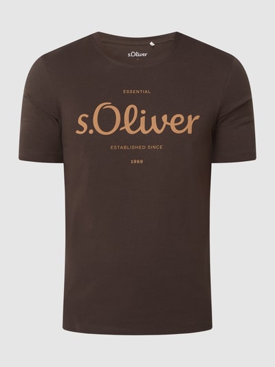 s.Oliver RED LABEL T-shirt met logoprint, regular fit  Donkerbruin - 2