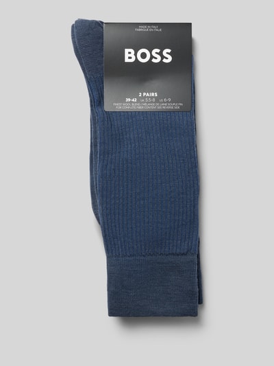Produktfoto, Socken aus Woll-Mix im 2er-Pack von BOSS in Dunkelblau mit feiner Rippenstruktur, Herren Socken von BOSS