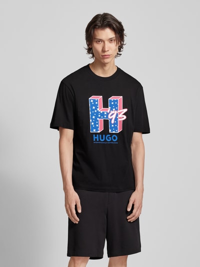 Hugo Blue T-shirt z nadrukiem z logo model ‘Nentryle’ Czarny 4