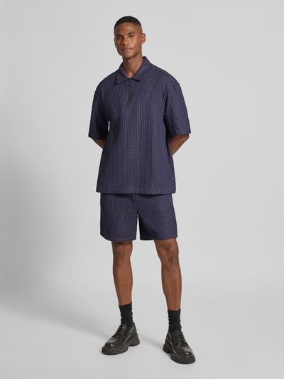 Les Deux Szorty o kroju regular fit z fakturowanym wzorem model ‘Harry’ Granatowy 1