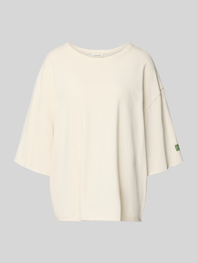 Produktfoto, Oversized T-Shirt mit Label-Print von American Vintage aus reiner Baumwolle in Off-White mit geripptem Rundhalsausschnitt, lockere Form
