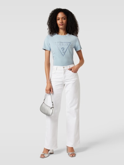 Guess T-shirt met siersteentjes Lichtblauw - 1