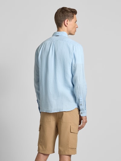 Napapijri Slim Fit Leinenhemd mit Logo-Stitching Hellblau 5