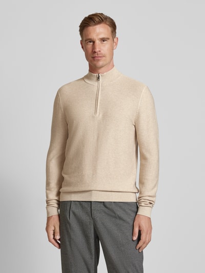 OLYMP Level Five Slim Fit Strickpullover mit Stehkragen Beige 4