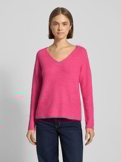 Pieces Regular Fit Strickpullover mit Rippstruktur Modell 'ELLEN' Pink 4