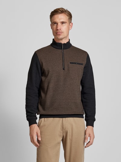 bugatti Sweatshirt met opstaande kraag Donkerbruin - 4