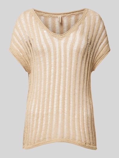 Soyaconcept Strickshirt mit V-Ausschnitt Modell 'Eman' Sand 2