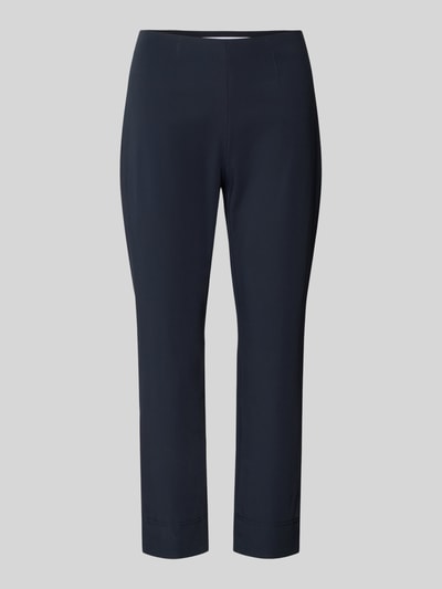 Produktfoto, Schmale Schlupfhose aus Techno Cotton Superstretch von Raffaello Rossi in Dunkelblau, Slim Fit, verkürzte Passform, glatte Struktur