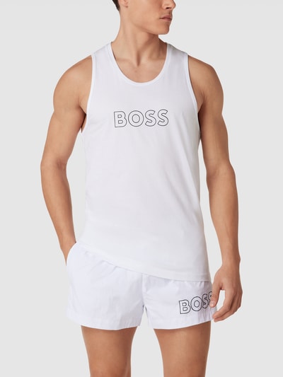 BOSS Top z nadrukiem z logo model ‘Beach’ Biały 1