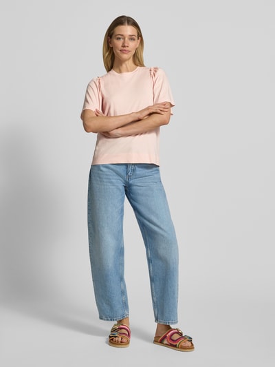 Selected krój regular fit t-shirt z czystej bawełny model 'PENELOPE' Różowy 1
