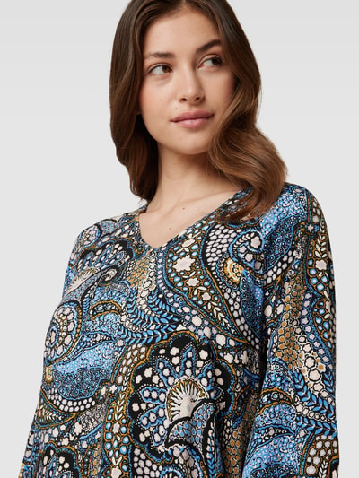 Soyaconcept Knielange jurk van viscose met all-over motief, model 'Manny' Blauw - 3