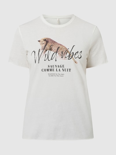 Only T-shirt met print, model 'Lucy' Offwhite - 2