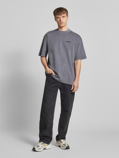 Pegador Oversized T-Shirt mit Label-Stitching Dunkelgrau 1