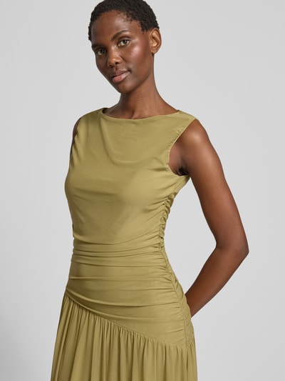 Neo Noir Abendkleid mit Raffungen Modell 'Cludine' Schilf 3