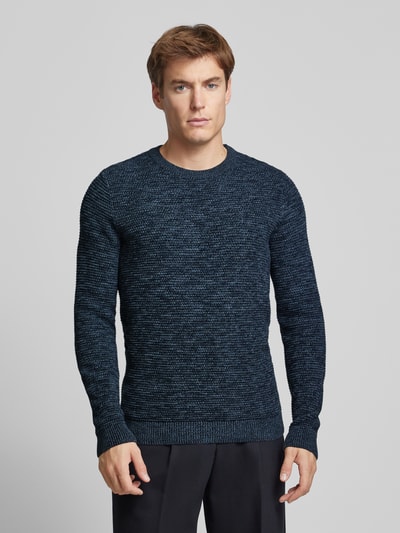 SELECTED HOMME Sweter z dzianiny z okrągłym dekoltem model ‘NEWVINCEBUBBL’ Jeansowy niebieski 4