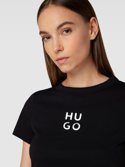 HUGO T-Shirt mit Label-Print Modell 'Classic' Black 3