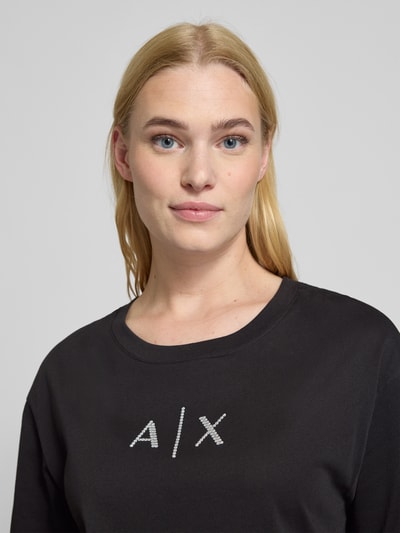 ARMANI EXCHANGE T-shirt z detalem z logo Czarny 3