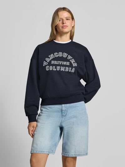 JJXX Sweatshirt aus Baumwoll-Mix Modell 'MERLE' Dunkelblau Melange 4