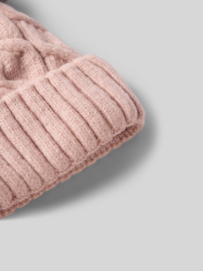 Kurt Beines Czapka z dzianiny z szerokim brzegiem i pomponem Różowawy 2