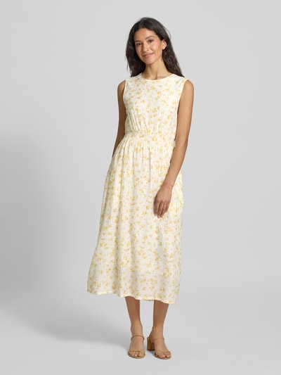 MSCH Copenhagen Midikleid mit Strukturmuster Modell 'Falisha' GELB 4