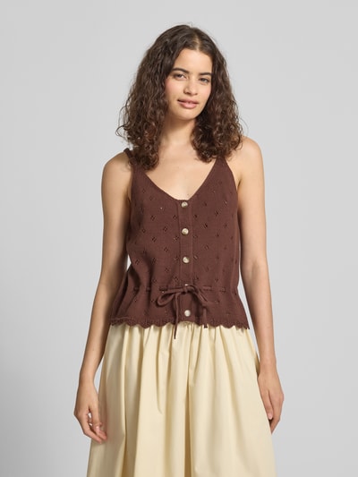 PIECES regular fit tanktop van puur katoen model 'PUKA' Donkerbruin - 4