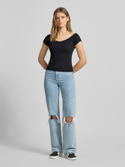 Tommy Jeans t-shirt o kroju slim fit z mieszanki bawełny Czarny 1