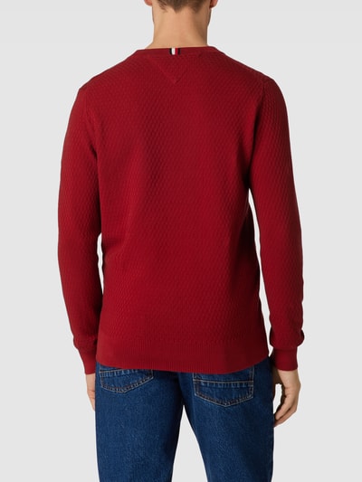 Tommy Hilfiger Strickpullover mit Strukturmuster Modell 'CROSS' Rot 5