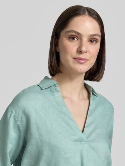 Christian Berg Woman Regular Fit Leinenbluse mit V-Ausschnitt Mint 3