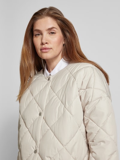 Barbour Gewatteerde lange jas met labelstitching, model 'Brigitte' Offwhite - 3