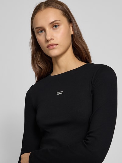 Guess Jeans Bluzka z długim rękawem z wyhaftowanym logo Czarny 3