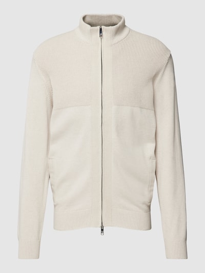 Christian Berg Men Strickjacke mit Stehkragen Offwhite Melange 2