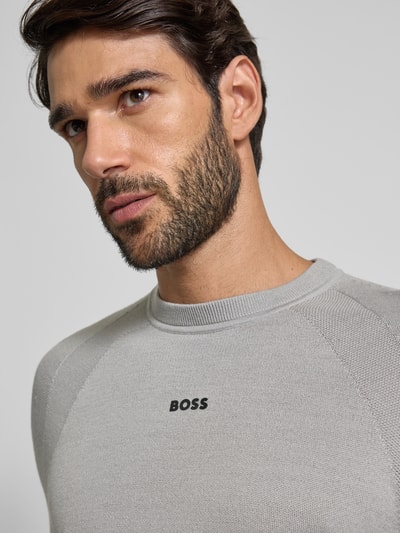 BOSS Green Regular Fit Strickpullover mit Woll-Anteil Hellgrau 3