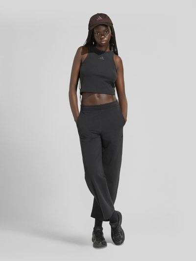 adidas Sportswear Cropped Tanktop aus Baumwoll-Mix in Feinripp Black 1