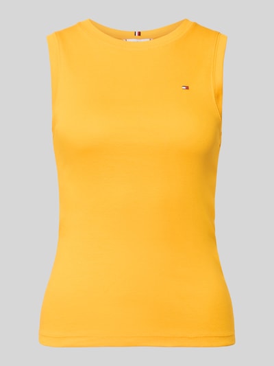 Produktfoto, Slim Fit Tank Top aus reiner Baumwolle Modell 'SLIM CODY' von Tommy Hilfiger in Gelb, Optik: Unifarben, Applikation: Logo-Stitching