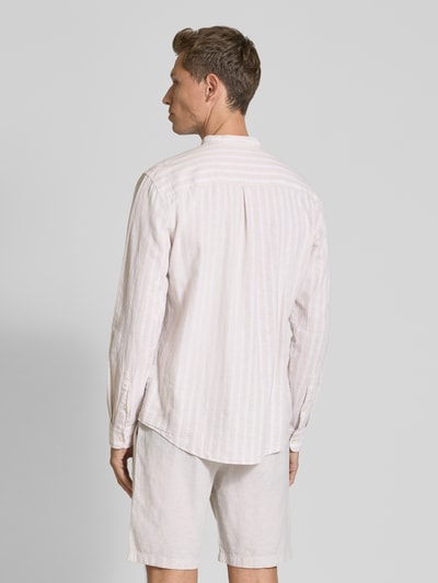 MCNEAL Slim Fit Freizeithemd aus Leinen-Mix mit Maokragen Beige 5