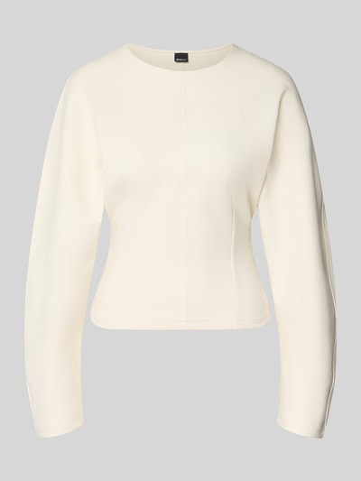 Produktfoto, Sweatshirt mit Rundhalsausschnitt von Gina Tricot, kolor kremowy, mieszanka bawełny z dodatkiem streczu, sculpted fit, lekko zaokrąglony dół